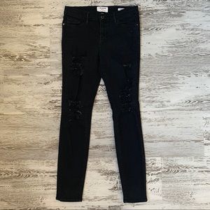 Frame Denim Mid Rise Distressed Black Jeans/ Denim